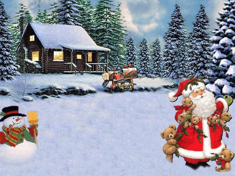 Santa Claus with Teddy Bears — Red