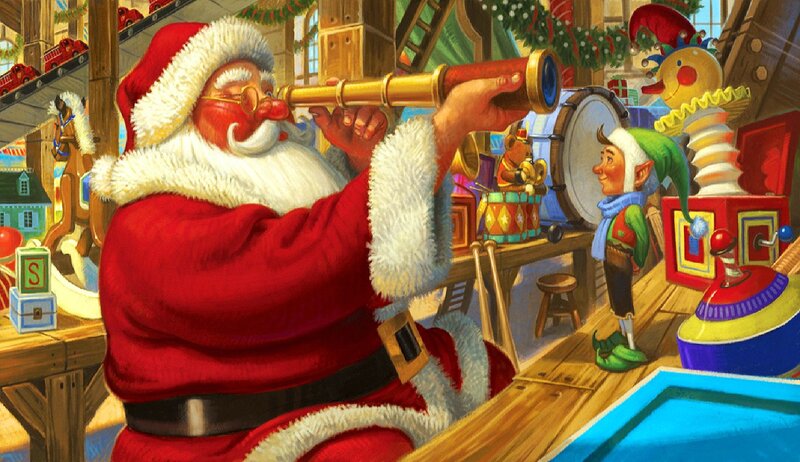 Santa Claus with Telescope — Red