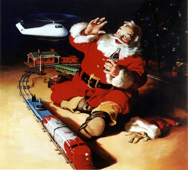 Santa Claus with Toy Train — Red