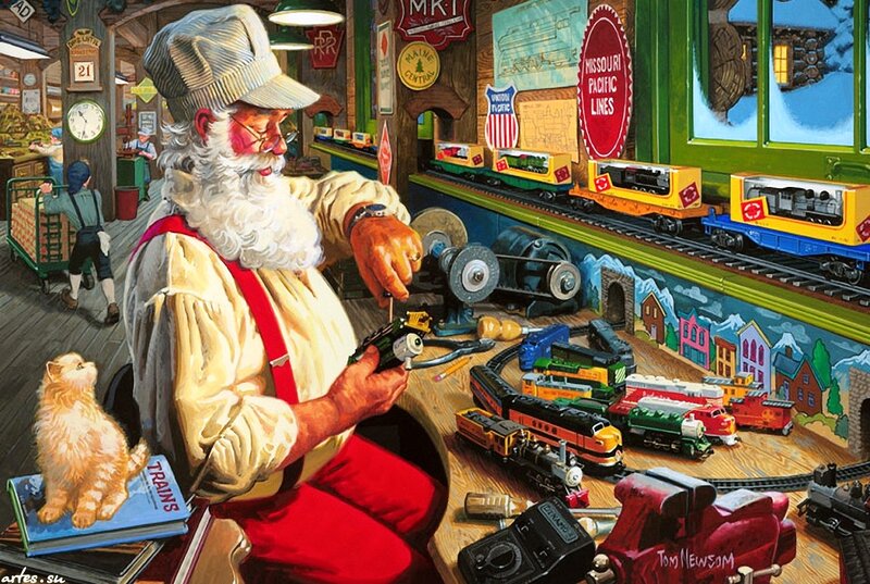 Santa Claus with Toy Trains