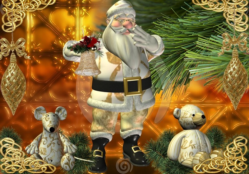 Santa Claus with Toys — Gold