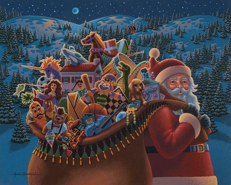 Santa Claus with Toys — Red, Festive, Night
