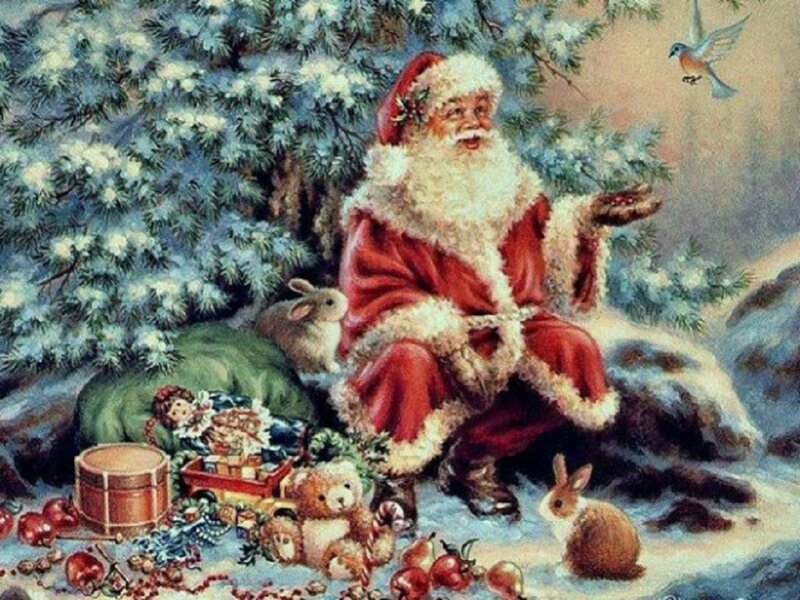 Santa Claus with Toys — Red, Peaceful