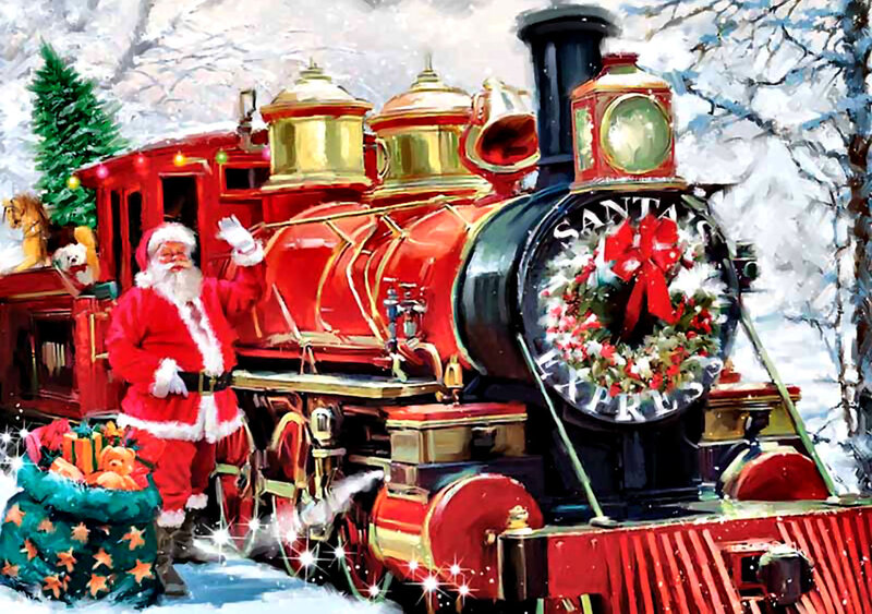 Santa Claus with Train — Red