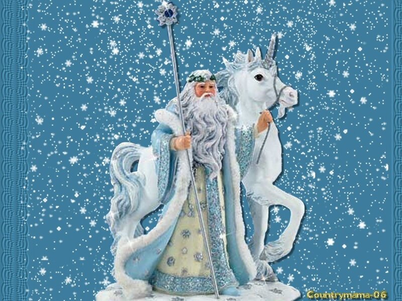 Santa Claus with Unicorn — Blue