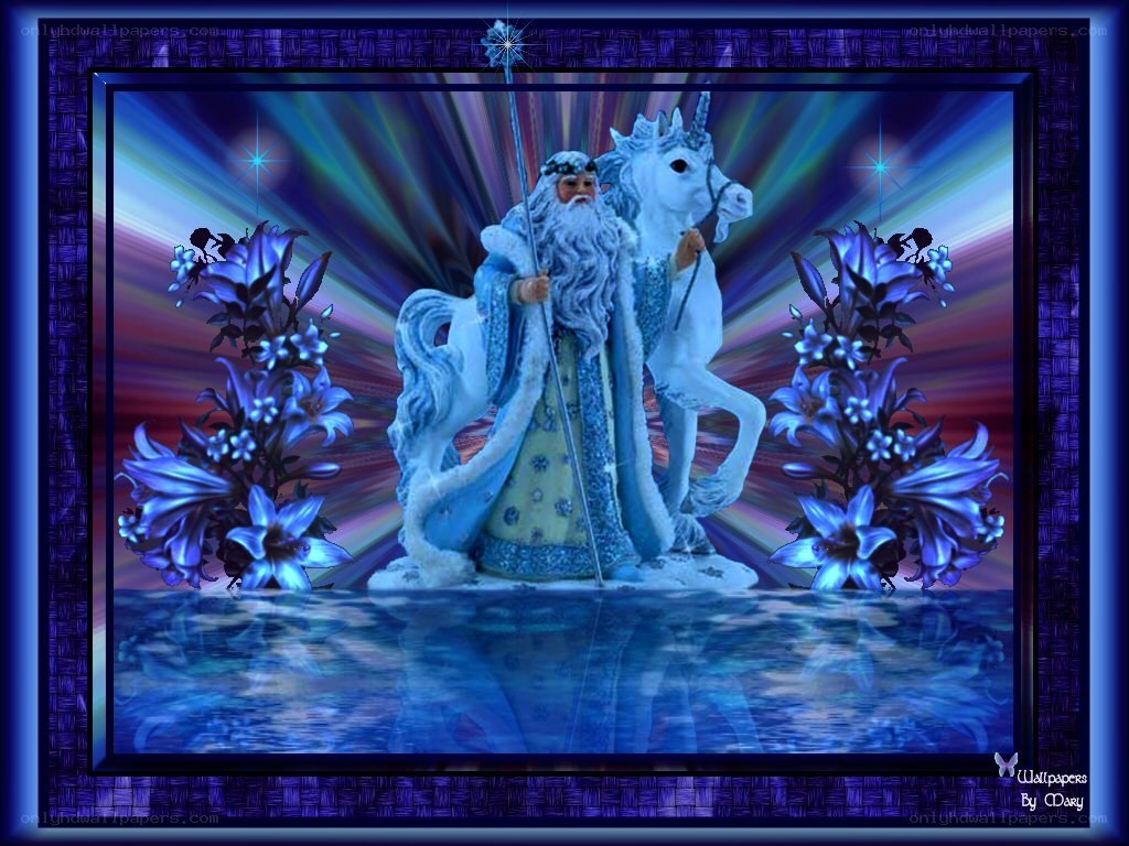 Santa Claus with unicorn