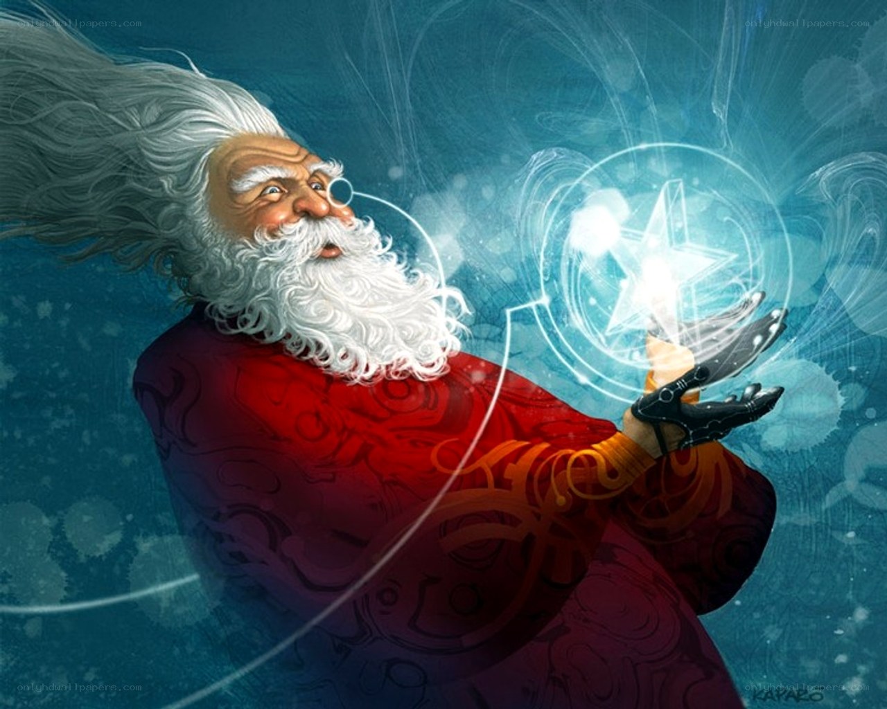 Santa conjuring a star