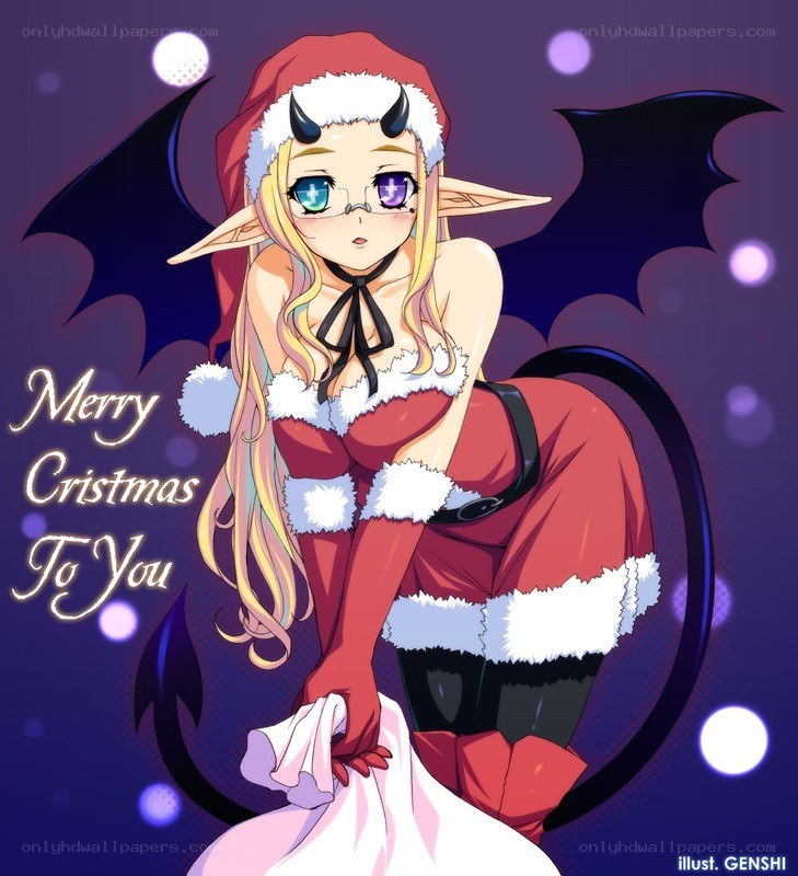 Santa devil girl illustration