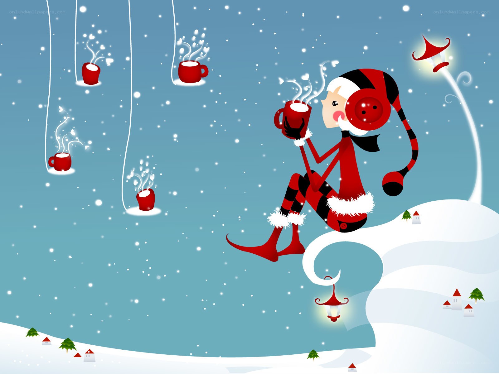 Santa enjoying hot cocoa
