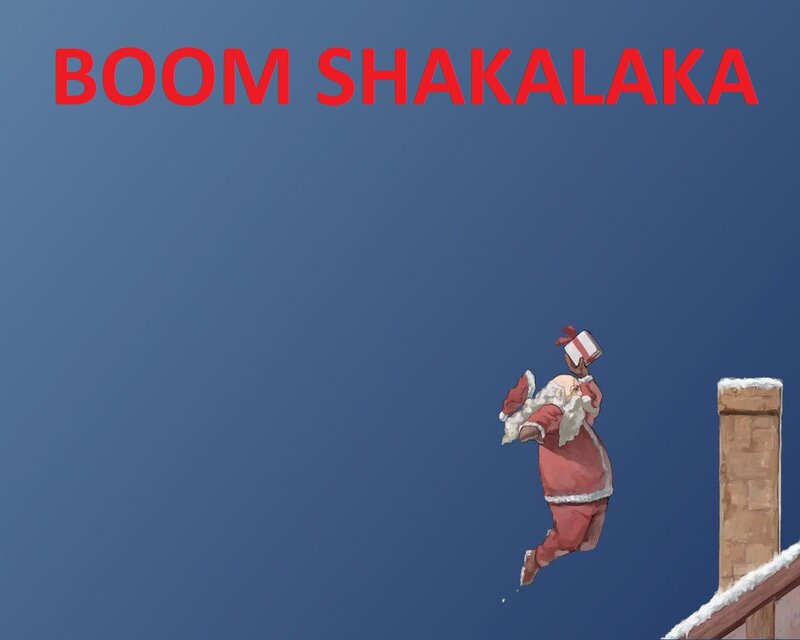 Santa falling from roof