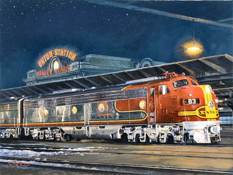 Santa Fe Train at Night