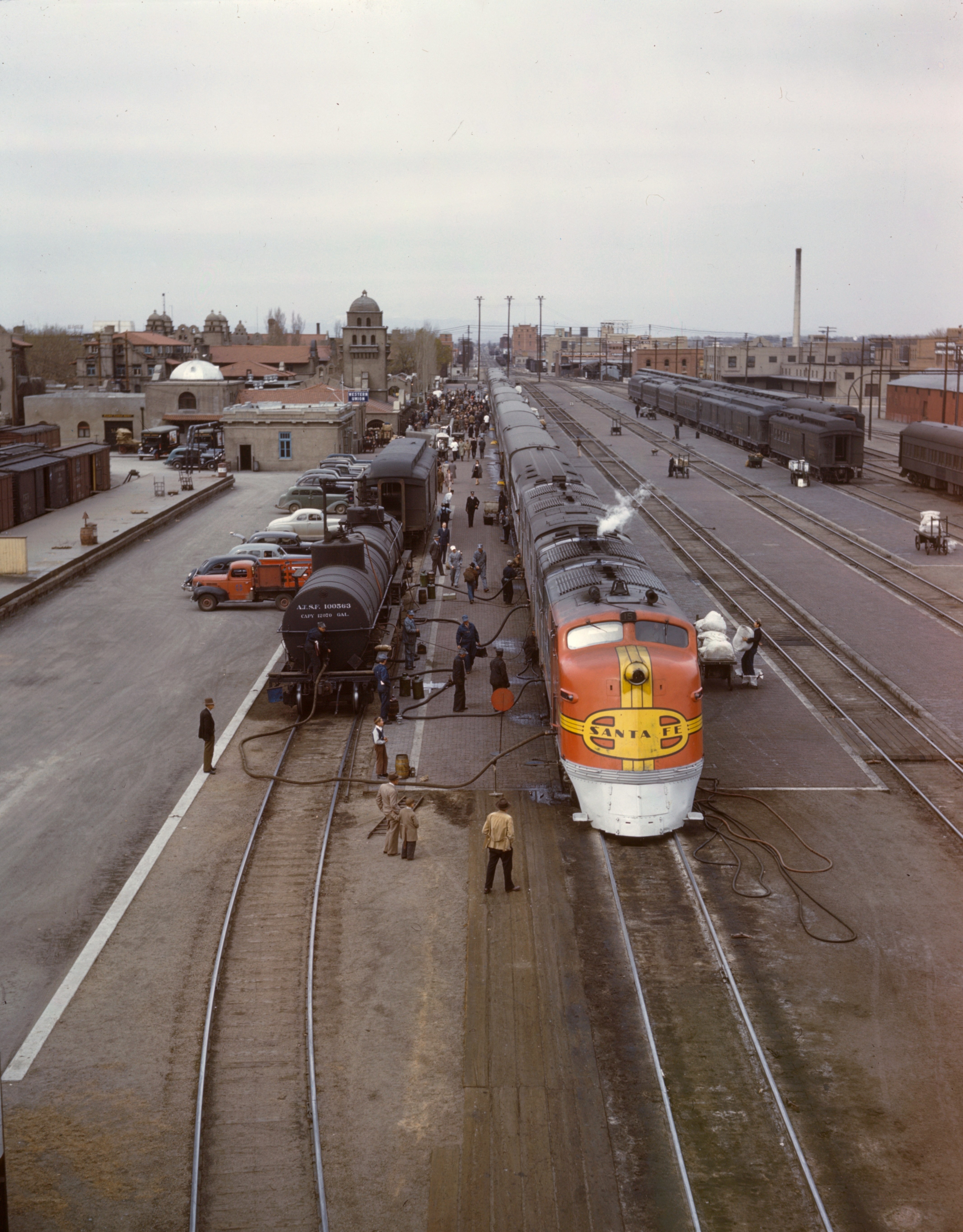 Santa Fe train at station