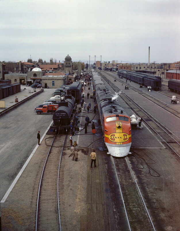 Santa Fe Train at Station — Orange