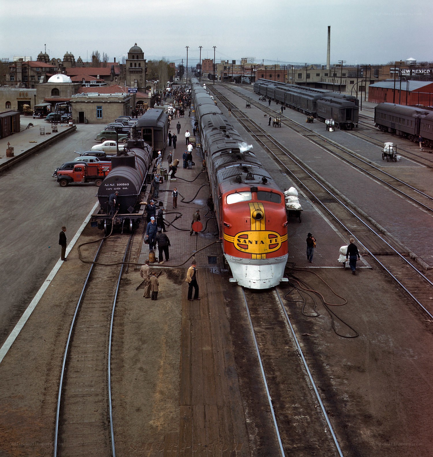 Santa Fe train at station
