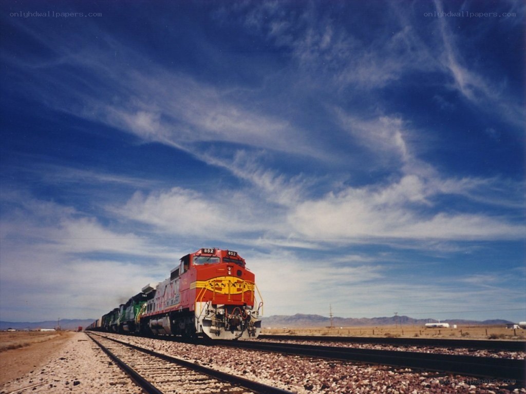 Santa Fe train in desert