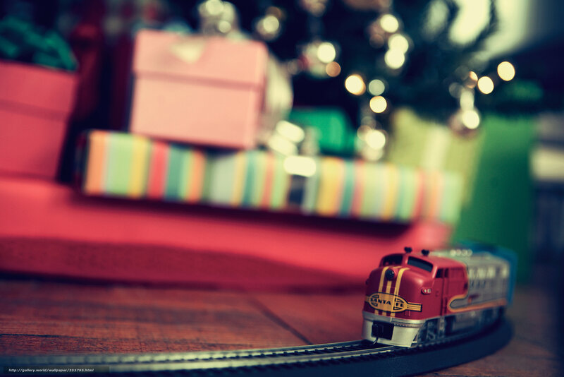 Santa Fe train near Christmas gifts