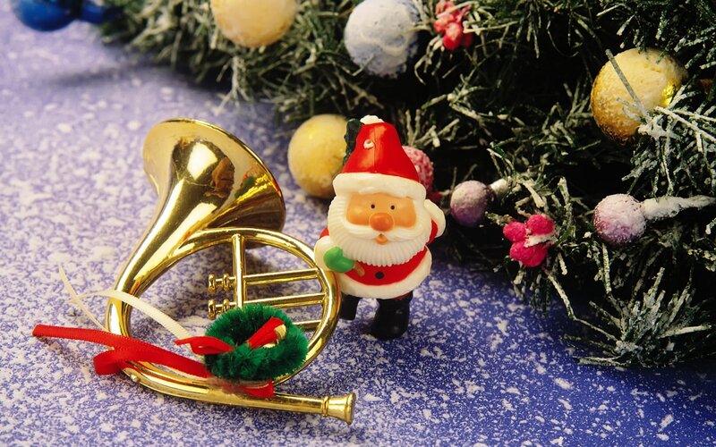 Santa Figurine with Trumpet