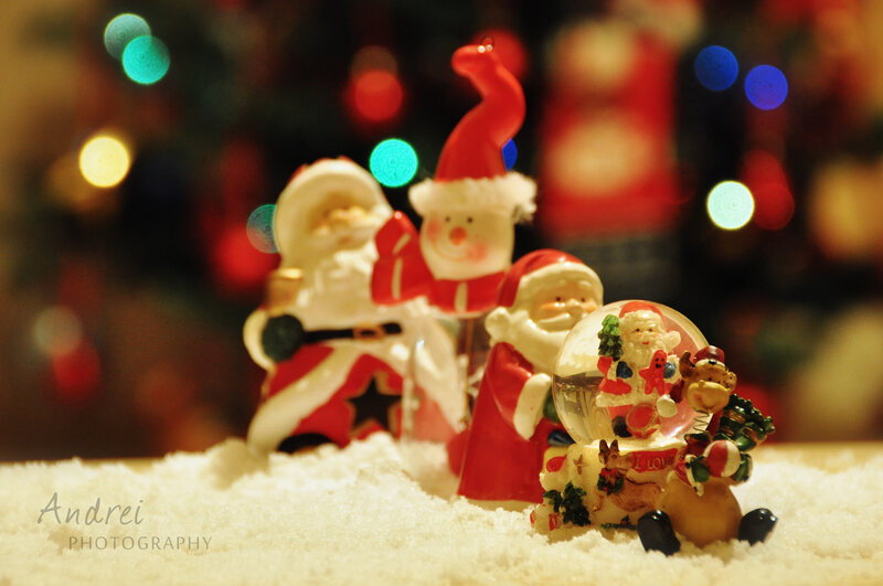Santa Figurines in Snow