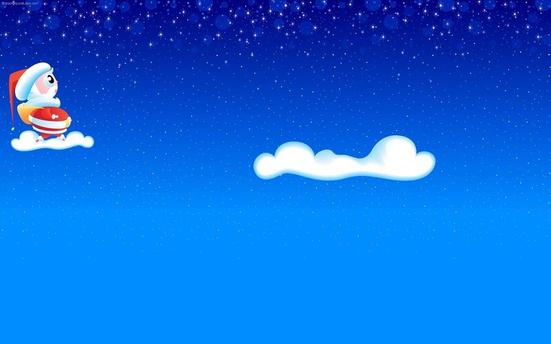 Santa flying on a cloud