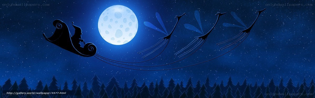 Santa flying with reindeer