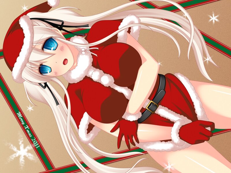 Santa girl anime art