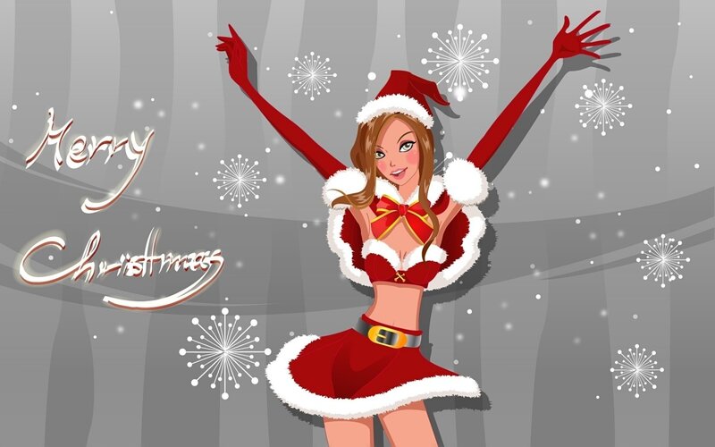 Santa girl celebrating Christmas