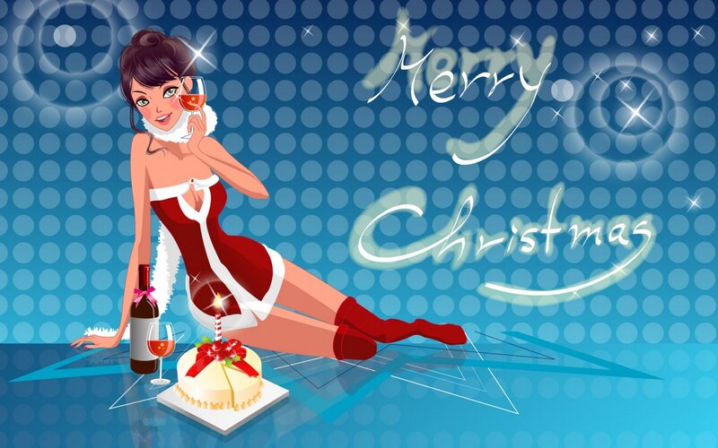 Santa girl celebrating Christmas