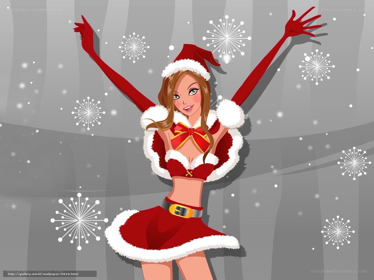 Santa girl dancing in snow