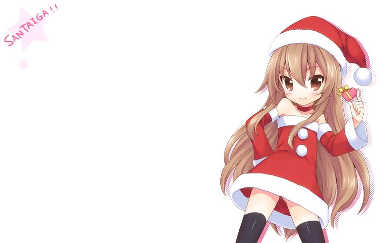 Santa girl holding gift