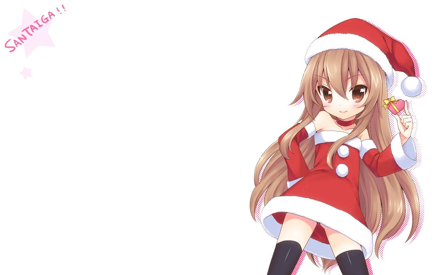 Santa girl holding gift
