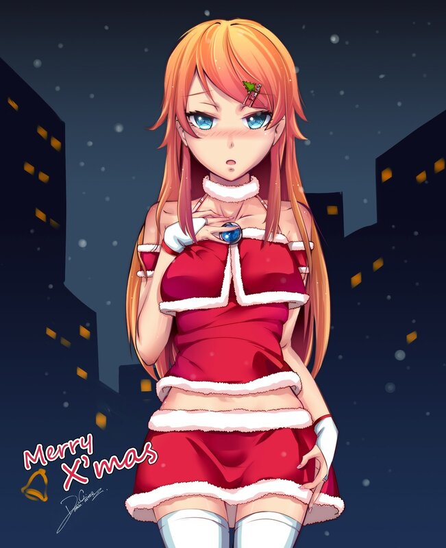 Santa girl in city
