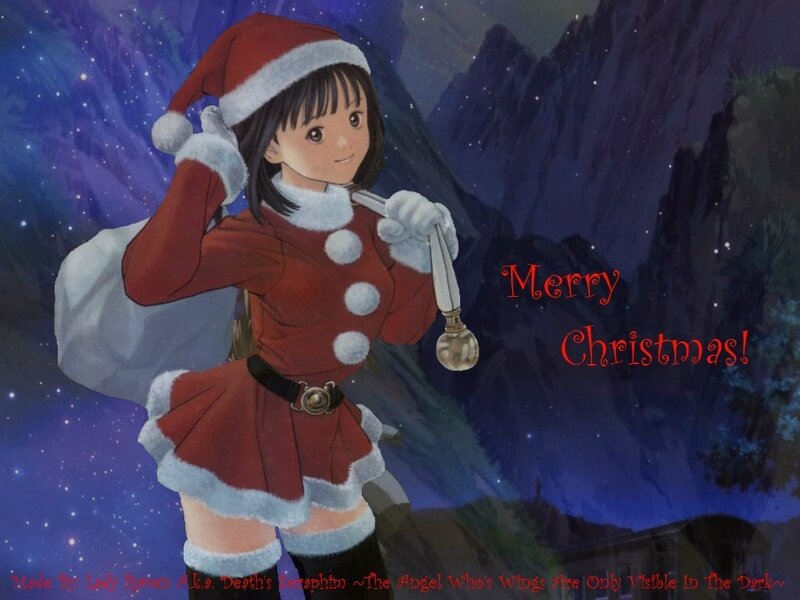 Santa girl in night sky