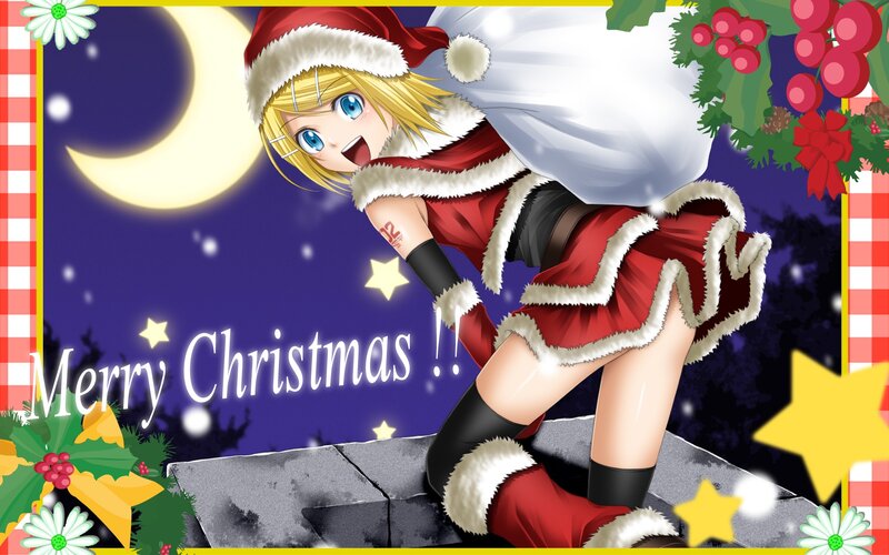 Santa girl on a rooftop