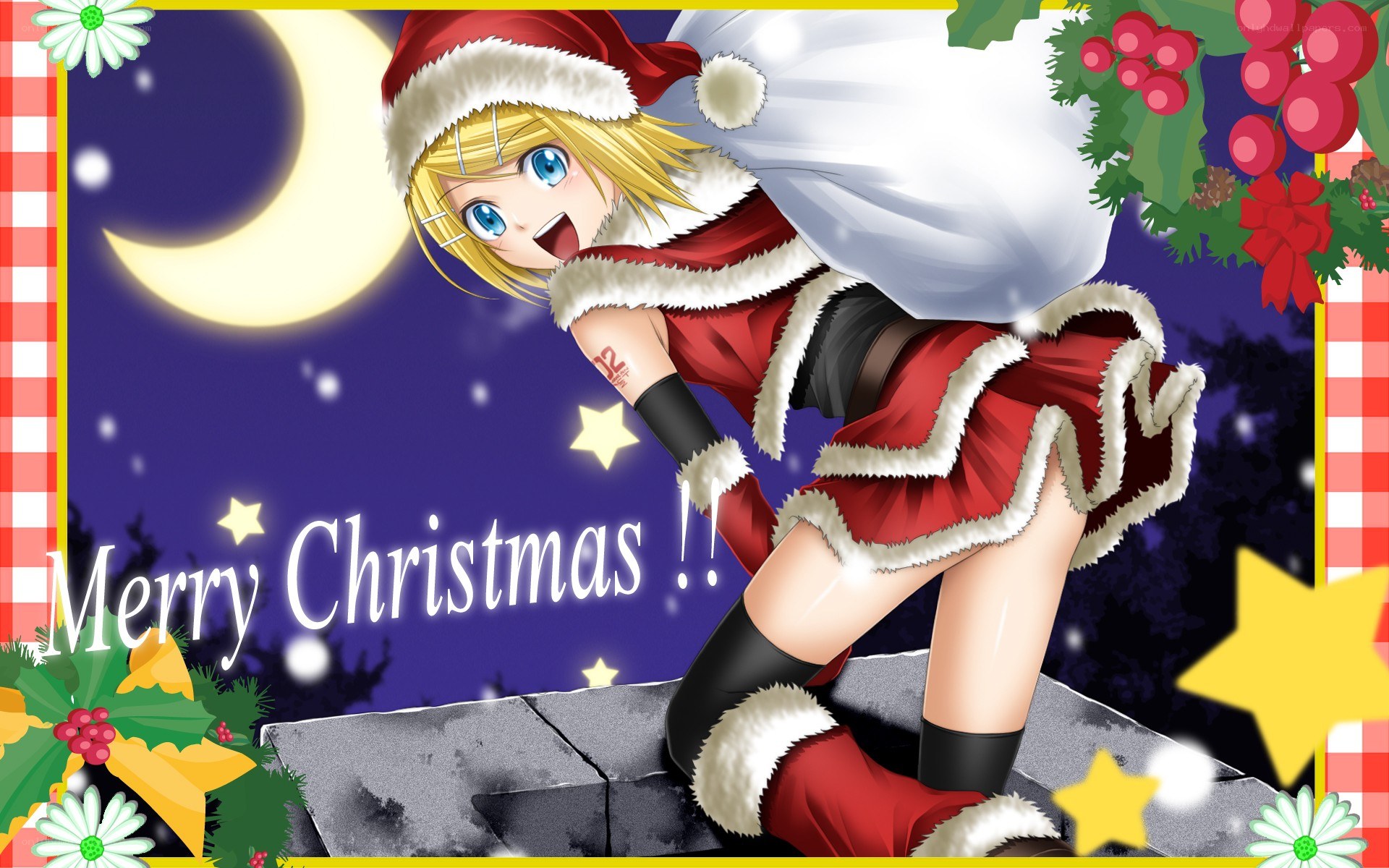 Santa girl on a rooftop