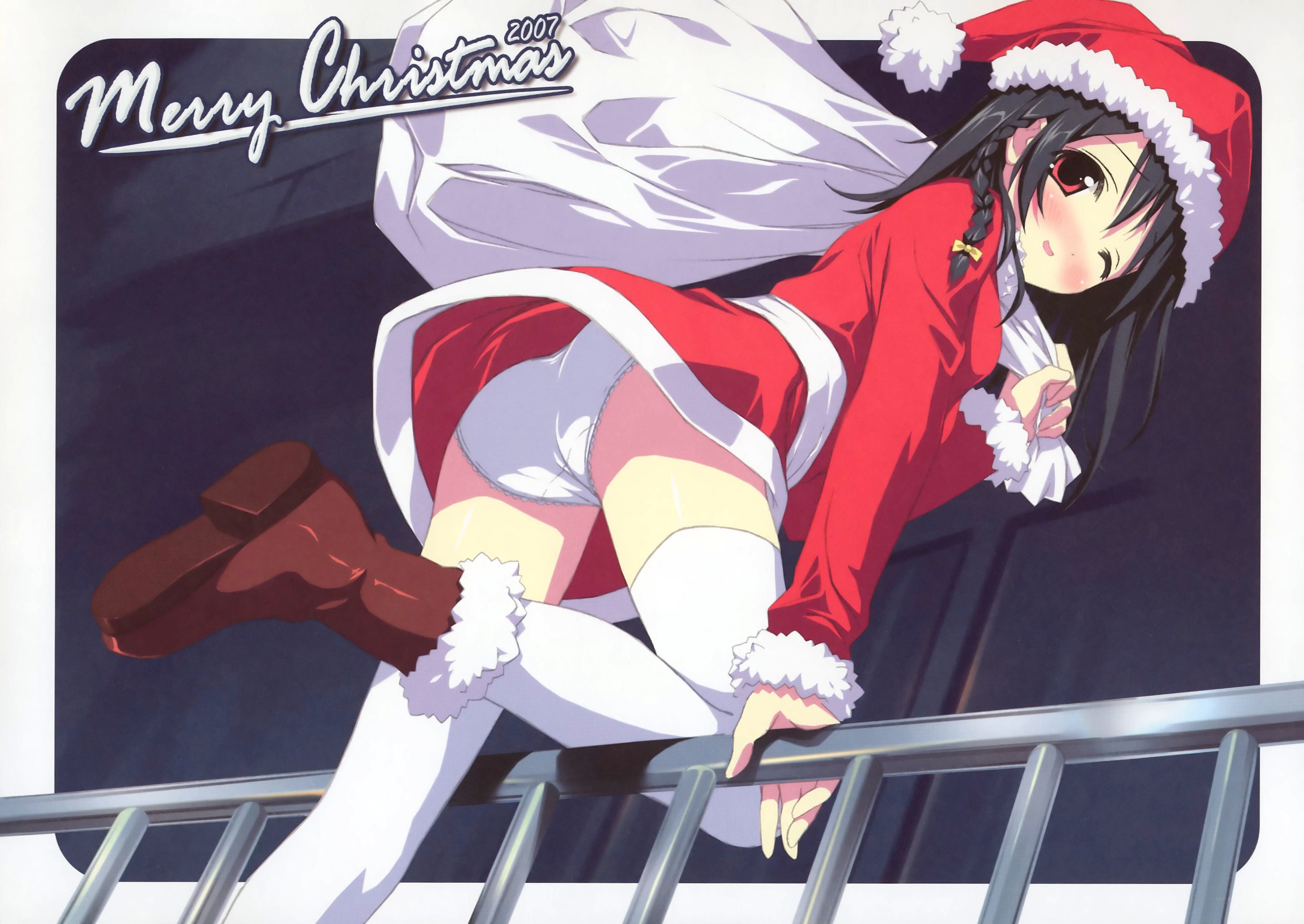 Santa girl on railing
