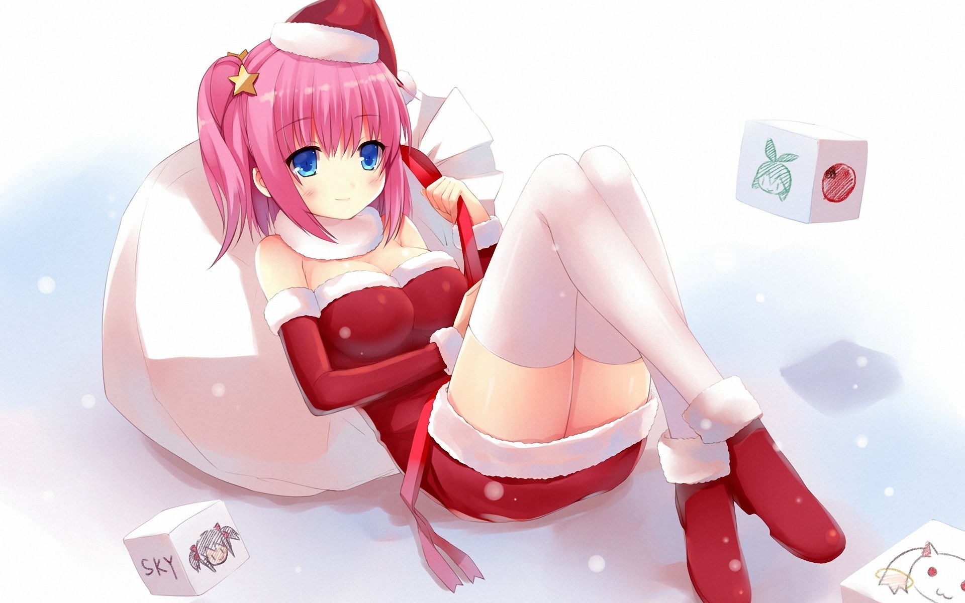 Santa girl with dice