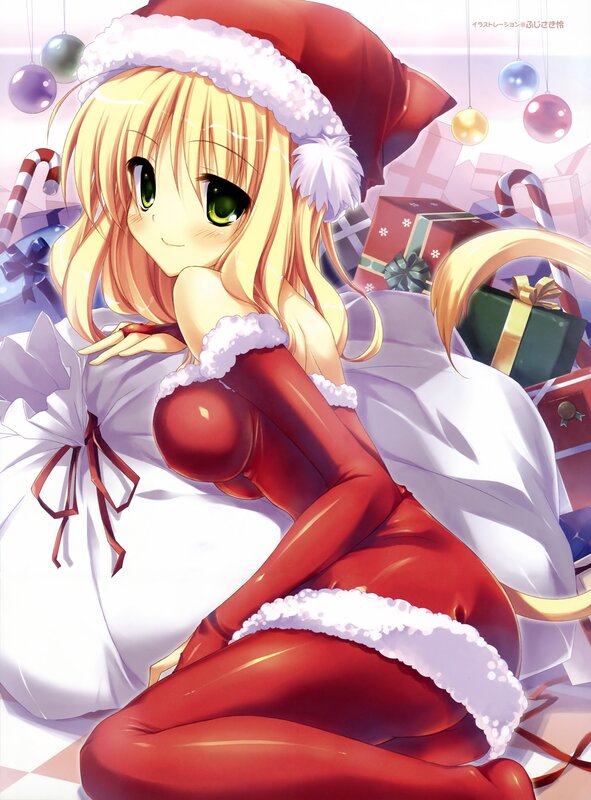 Santa girl with gifts