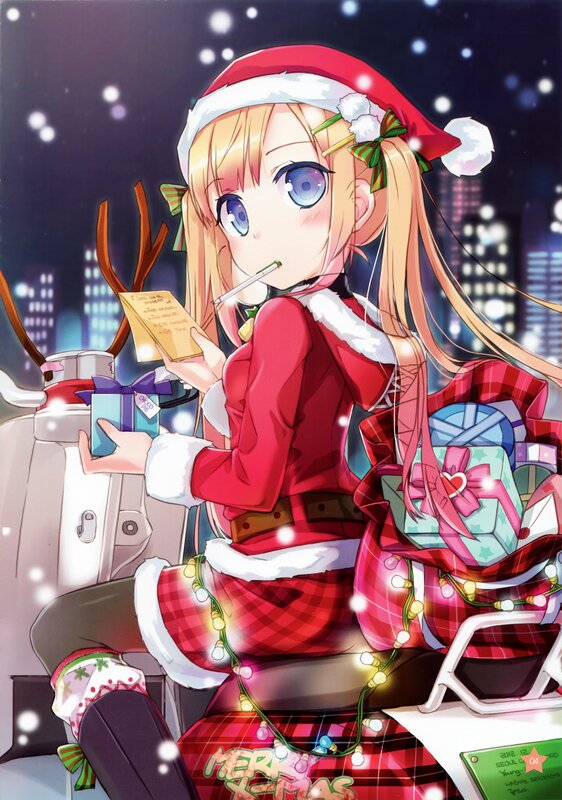 Santa girl with gifts