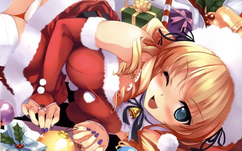 Santa girl with ornaments