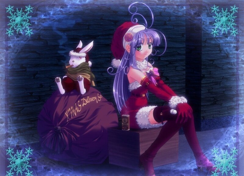Santa girl with rabbit