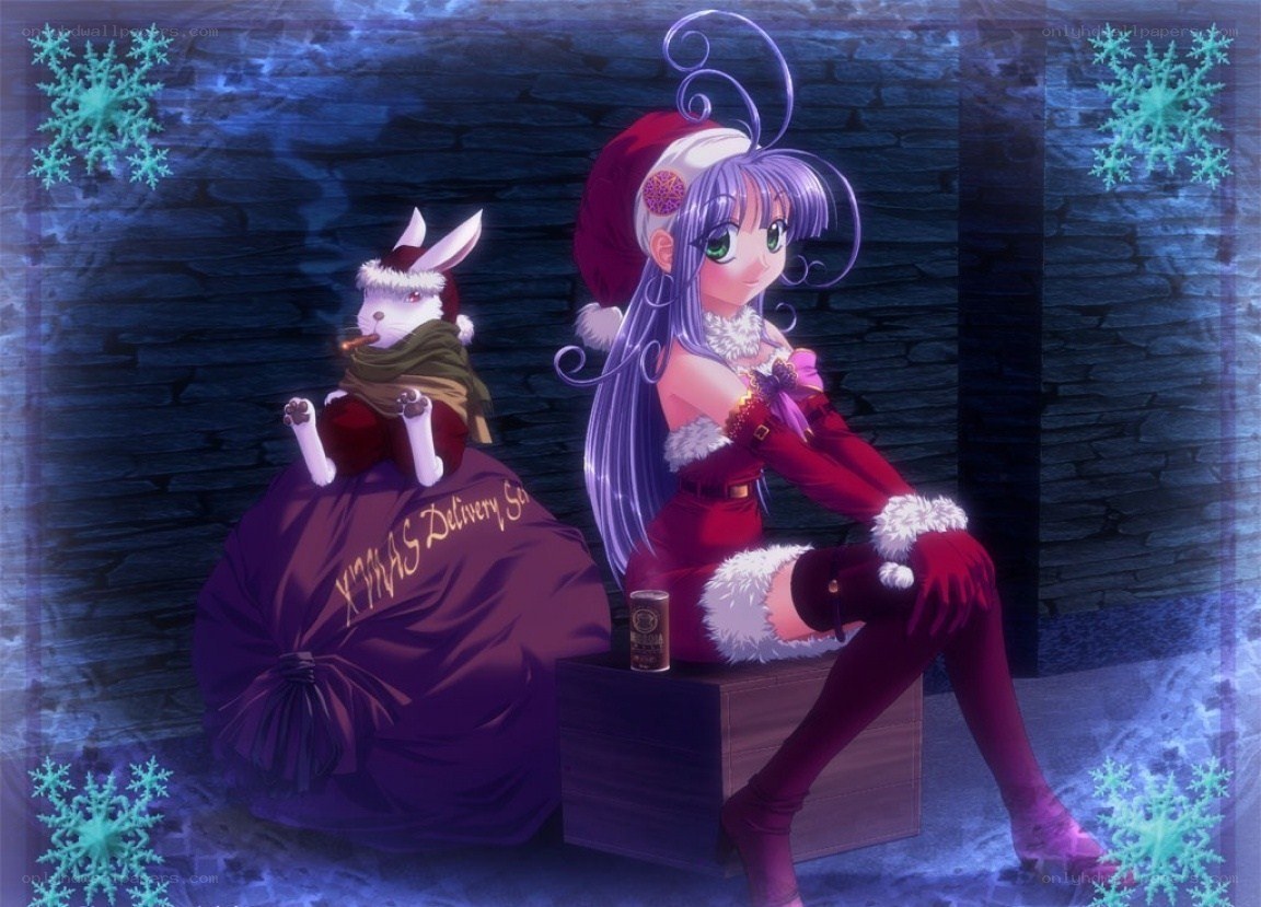 Santa girl with rabbit