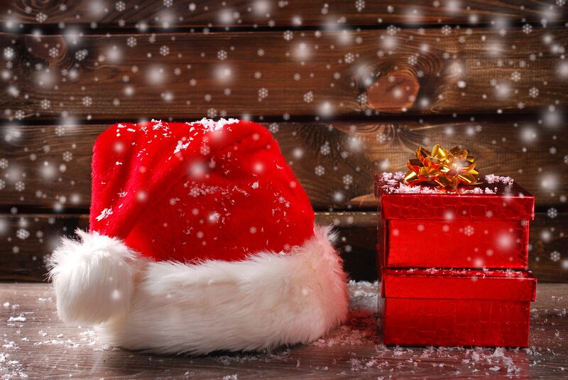 Santa Hat and Gift Boxes