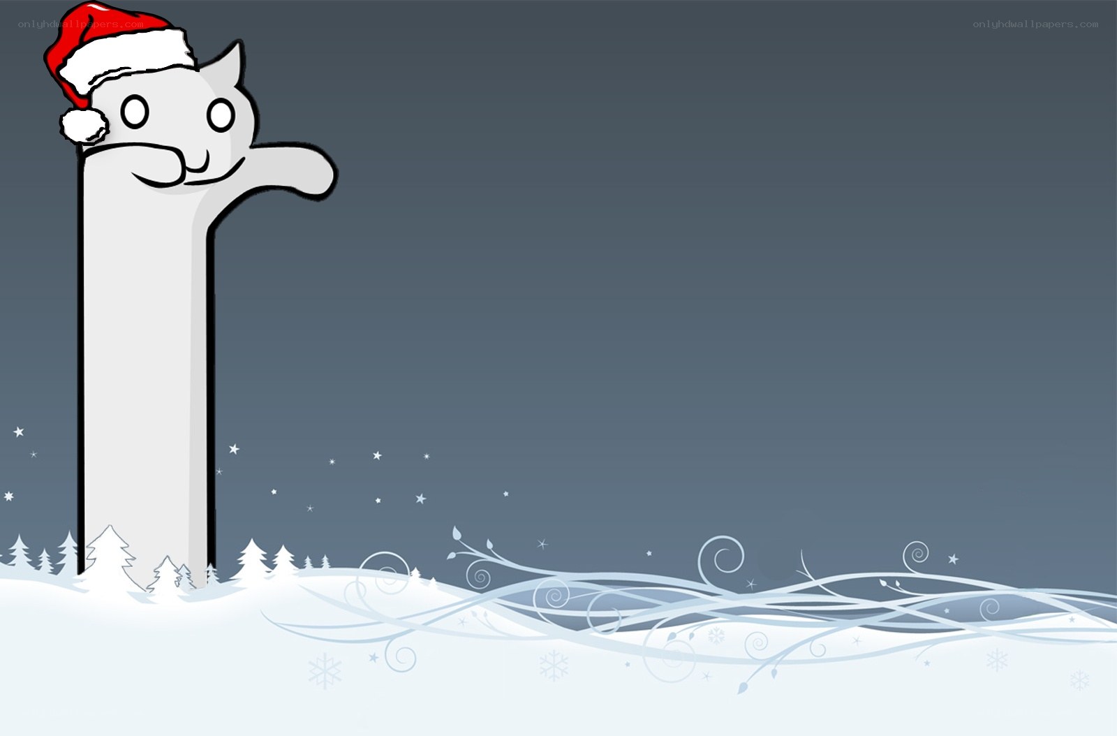 Santa hat cat in snow