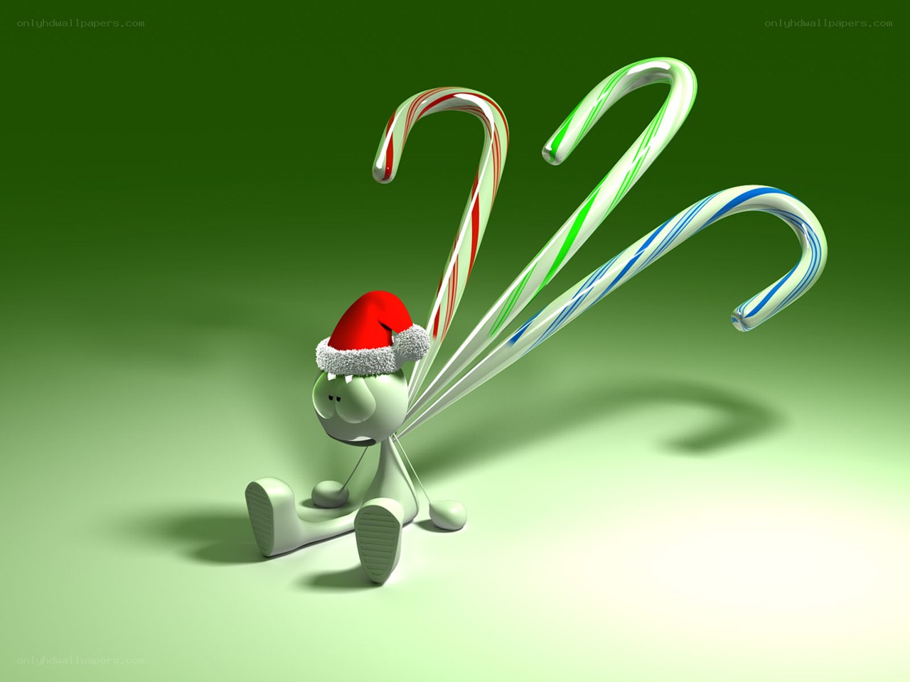 Santa hat character with candy canes