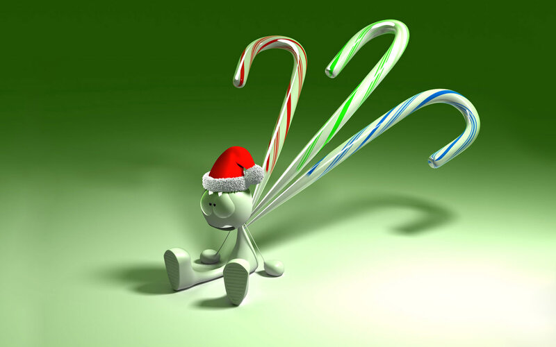 Santa hat character with candy canes