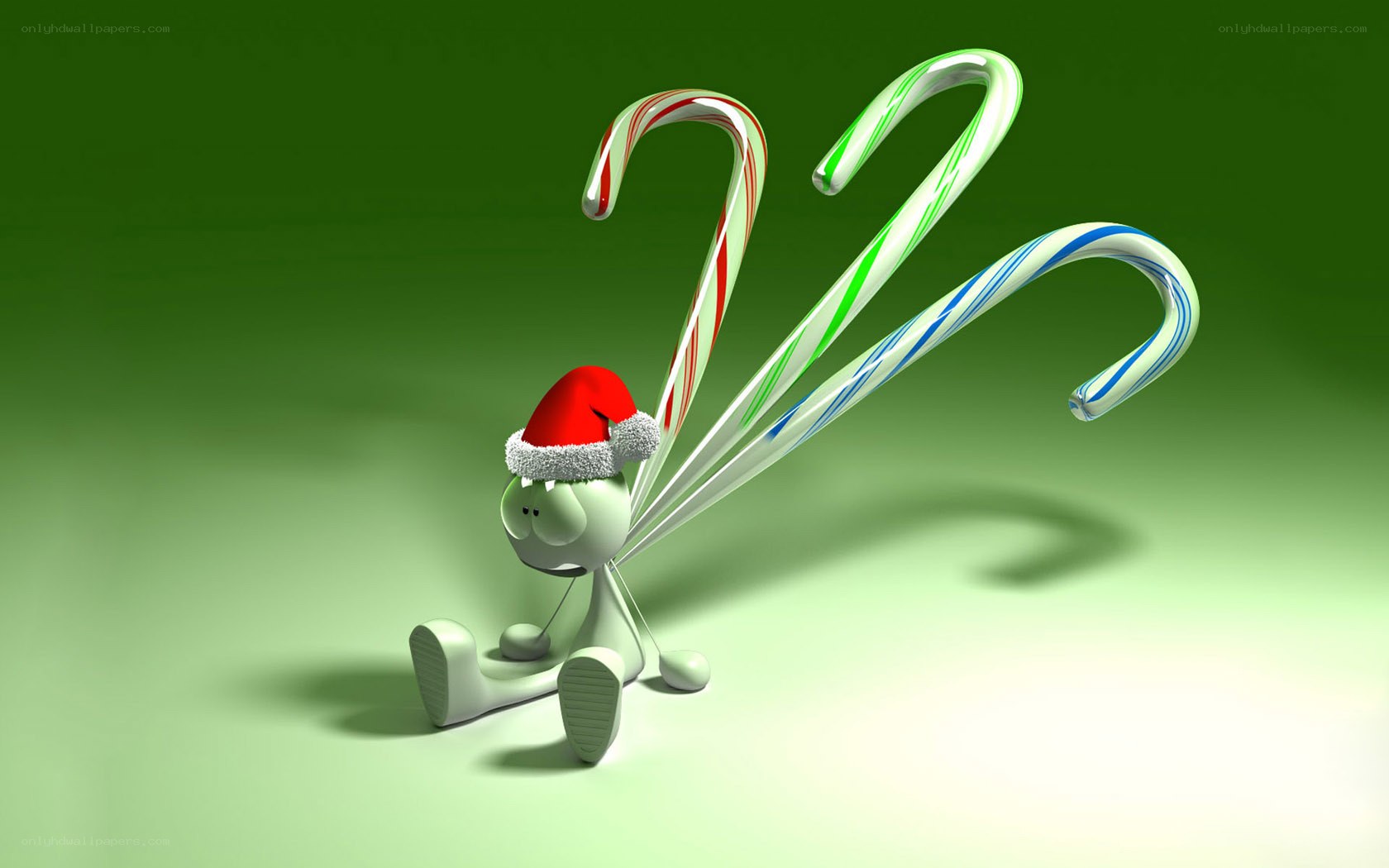 Santa hat character with candy canes