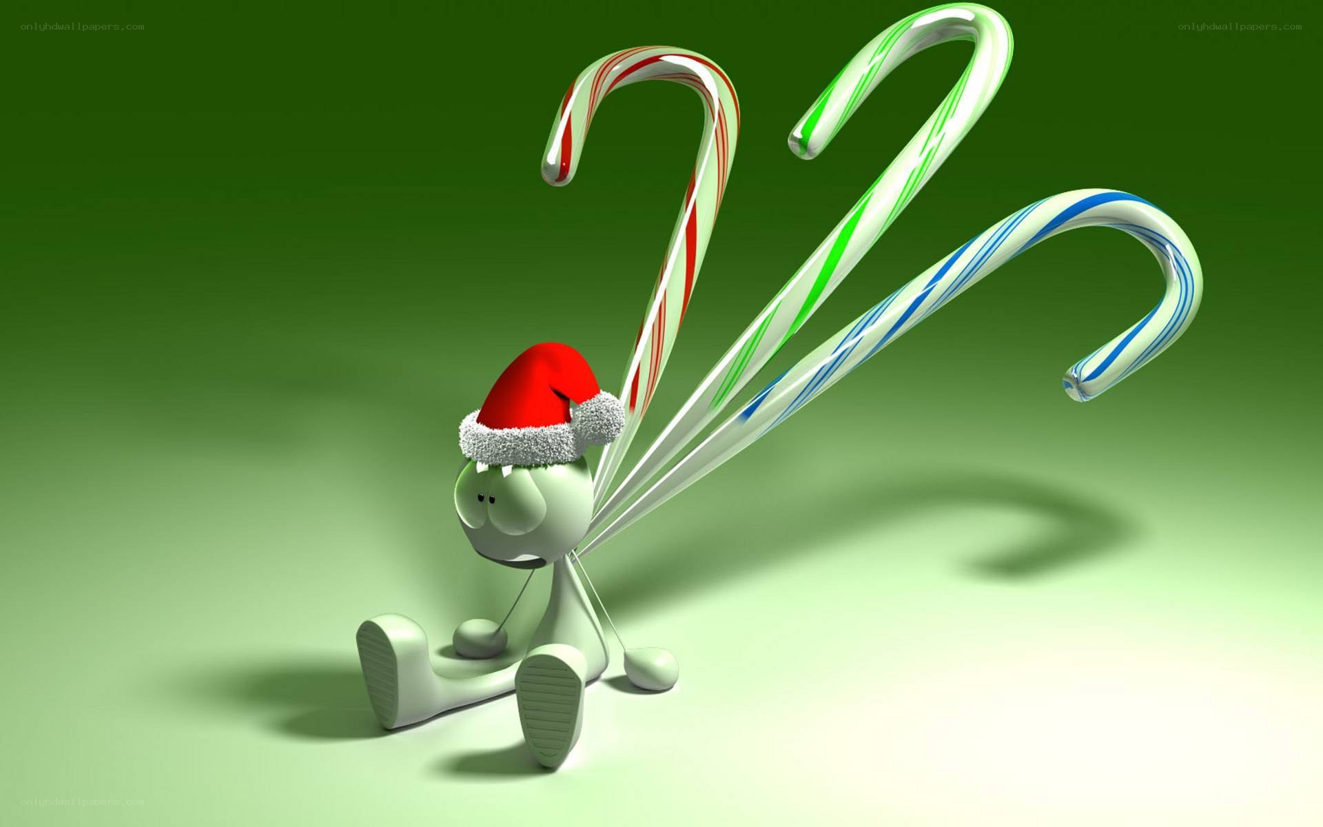 Santa hat character with candy canes