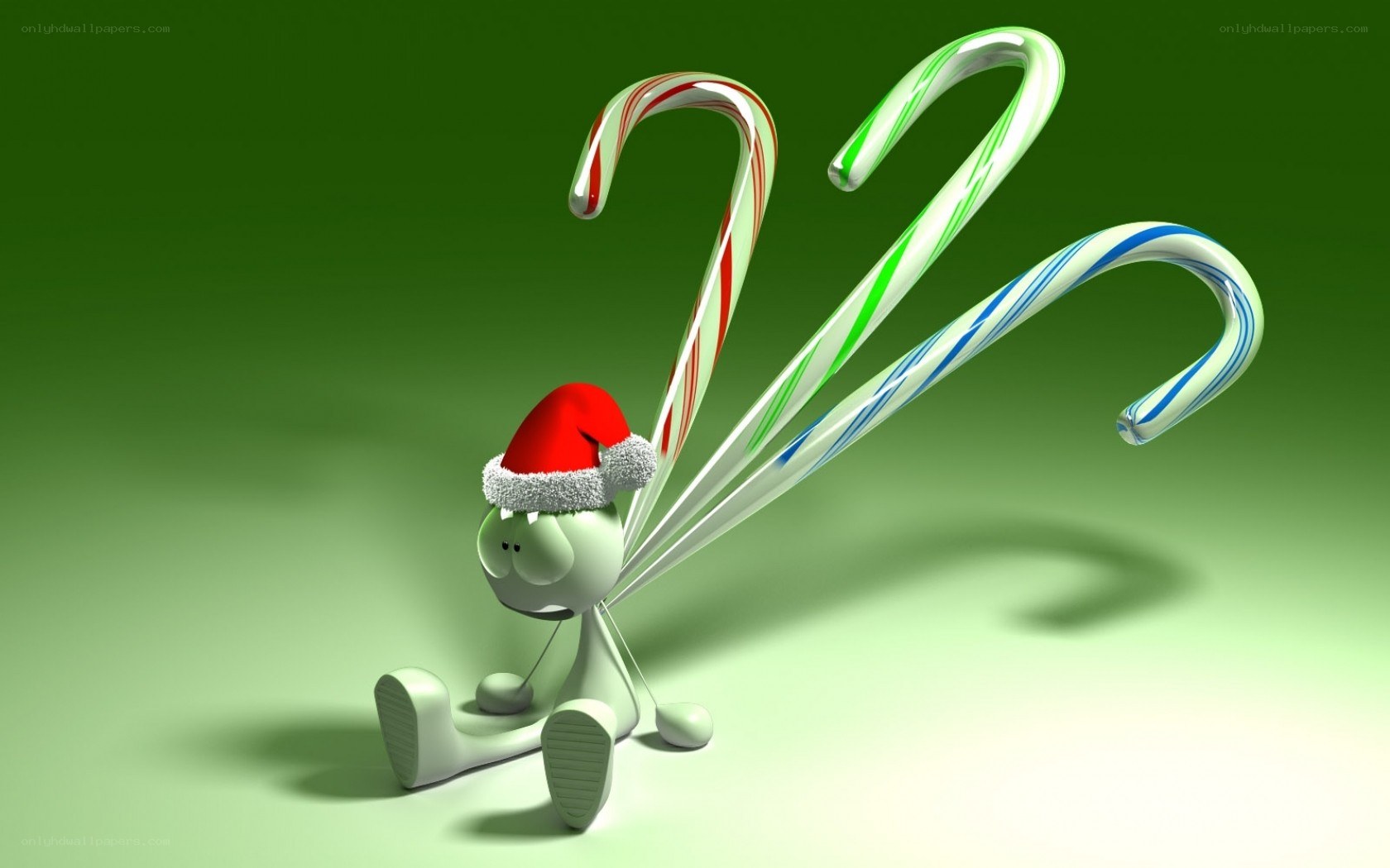 Santa hat character with candy canes