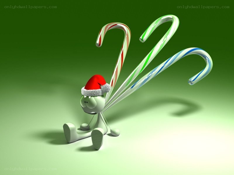 Santa hat character with candy canes