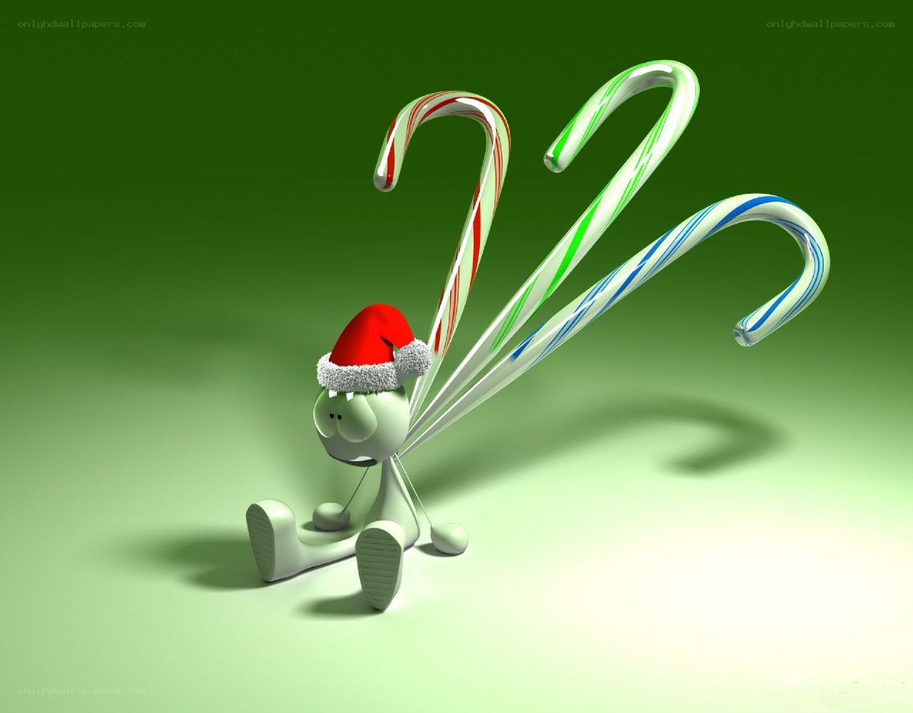 Santa hat character with candy canes